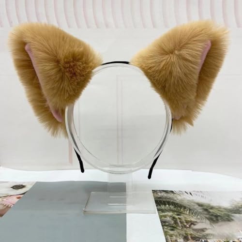 Blausky Plüsch Katze Ohren Haarreif,Fuchsohren Stirnband,Katzenohren Haarreifen Damen Niedlich Haarschmuck,Flauschiger Große Ohren Haarband Cosplay Kopf Zubehör für Halloween Party,Khaki Blausky Plüsch Katze Ohren Haarreif,Fuchsohren Stirnband,Katzenohren Haarreifen Damen Niedlich Haarschmuck,Flauschiger Große Ohren Haarband Cosplay Kopf Zubehör für Halloween Party,Khaki von Blausky