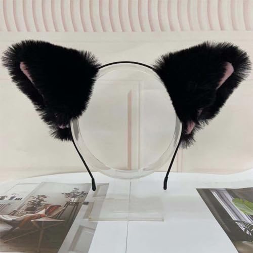 Blausky Plüsch Katze Ohren Haarreif,Fuchsohren Stirnband,Katzenohren Haarreifen Damen Niedlich Haarschmuck,Flauschiger Große Ohren Haarband Cosplay Kopf Zubehör für Halloween Party,Schwarz D Blausky Plüsch Katze Ohren Haarreif,Fuchsohren Stirnband,Katzenohren Haarreifen Damen Niedlich Haarschmuck,Flauschiger Große Ohren Haarband Cosplay Kopf Zubehör für Halloween Party,Schwarz D von Blausky