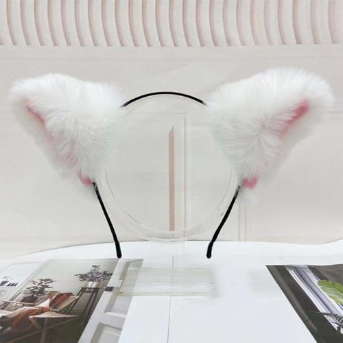Blausky Plüsch Katze Ohren Haarreif,Fuchsohren Stirnband,Katzenohren Haarreifen Damen Niedlich Haarschmuck,Flauschiger Große Ohren Haarband Cosplay Kopf Zubehör für Halloween Party,Weiß C Blausky Plüsch Katze Ohren Haarreif,Fuchsohren Stirnband,Katzenohren Haarreifen Damen Niedlich Haarschmuck,Flauschiger Große Ohren Haarband Cosplay Kopf Zubehör für Halloween Party,Weiß C von Blausky