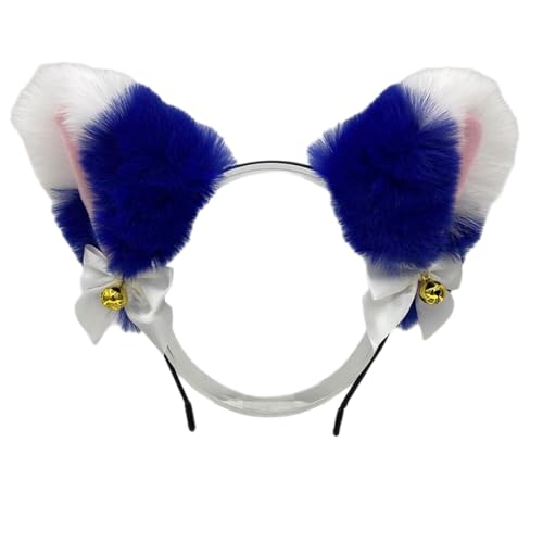 Blausky Plüsch Katze Ohren Haarreif,Fuchsohren Stirnband,Katzenohren Haarreifen mit Glocke und Schleife Damen Niedlich Haarschmuck Haarband Cosplay Kopf Zubehör für Halloween,Königsblau Weiß Rosa Blausky Plüsch Katze Ohren Haarreif,Fuchsohren Stirnband,Katzenohren Haarreifen mit Glocke und Schleife Damen Niedlich Haarschmuck Haarband Cosplay Kopf Zubehör für Halloween,Königsblau Weiß Rosa von Blausky
