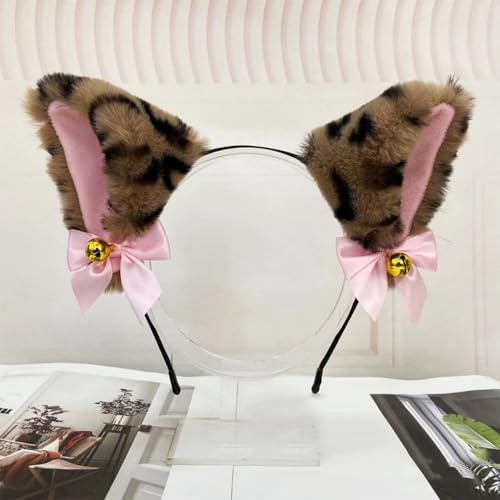 Blausky Plüsch Katze Ohren Haarreif,Fuchsohren Stirnband,Katzenohren Haarreifen mit Glocke und Schleife Damen Niedlich Haarschmuck Haarband Cosplay Kopf Zubehör für Halloween,Leopardenmuster Blausky Plüsch Katze Ohren Haarreif,Fuchsohren Stirnband,Katzenohren Haarreifen mit Glocke und Schleife Damen Niedlich Haarschmuck Haarband Cosplay Kopf Zubehör für Halloween,Leopardenmuster von Blausky