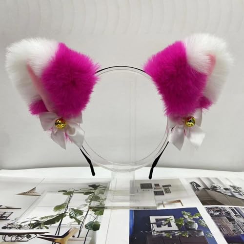 Blausky Plüsch Katze Ohren Haarreif,Fuchsohren Stirnband,Katzenohren Haarreifen mit Glocke und Schleife Damen Niedlich Haarschmuck Haarband Cosplay Kopf Zubehör für Halloween Party,Rosa Rot Weiß Blausky Plüsch Katze Ohren Haarreif,Fuchsohren Stirnband,Katzenohren Haarreifen mit Glocke und Schleife Damen Niedlich Haarschmuck Haarband Cosplay Kopf Zubehör für Halloween Party,Rosa Rot Weiß von Blausky