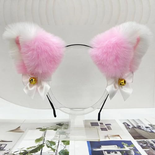 Blausky Plüsch Katze Ohren Haarreif,Fuchsohren Stirnband,Katzenohren Haarreifen mit Glocke und Schleife Damen Niedlich Haarschmuck Haarband Cosplay Kopf Zubehör für Halloween Party,Rosa Weiß Blausky Plüsch Katze Ohren Haarreif,Fuchsohren Stirnband,Katzenohren Haarreifen mit Glocke und Schleife Damen Niedlich Haarschmuck Haarband Cosplay Kopf Zubehör für Halloween Party,Rosa Weiß von Blausky