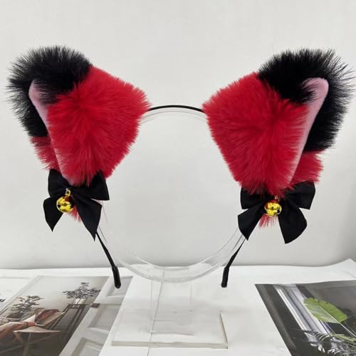 Blausky Plüsch Katze Ohren Haarreif,Fuchsohren Stirnband,Katzenohren Haarreifen mit Glocke und Schleife Damen Niedlich Haarschmuck Haarband Cosplay Kopf Zubehör für Halloween Party,Rot Schwarz Blausky Plüsch Katze Ohren Haarreif,Fuchsohren Stirnband,Katzenohren Haarreifen mit Glocke und Schleife Damen Niedlich Haarschmuck Haarband Cosplay Kopf Zubehör für Halloween Party,Rot Schwarz von Blausky
