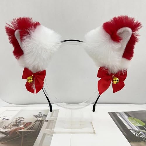 Blausky Plüsch Katze Ohren Haarreif,Fuchsohren Stirnband,Katzenohren Haarreifen mit Glocke und Schleife Damen Niedlich Haarschmuck Haarband Cosplay Kopf Zubehör für Halloween Party,Rot Weiß Blausky Plüsch Katze Ohren Haarreif,Fuchsohren Stirnband,Katzenohren Haarreifen mit Glocke und Schleife Damen Niedlich Haarschmuck Haarband Cosplay Kopf Zubehör für Halloween Party,Rot Weiß von Blausky