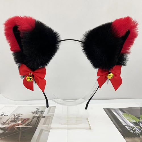 Blausky Plüsch Katze Ohren Haarreif,Fuchsohren Stirnband,Katzenohren Haarreifen mit Glocke und Schleife Damen Niedlich Haarschmuck Haarband Cosplay Kopf Zubehör für Halloween Party,Schwarz Rot Blausky Plüsch Katze Ohren Haarreif,Fuchsohren Stirnband,Katzenohren Haarreifen mit Glocke und Schleife Damen Niedlich Haarschmuck Haarband Cosplay Kopf Zubehör für Halloween Party,Schwarz Rot von Blausky