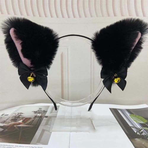 Blausky Plüsch Katze Ohren Haarreif,Fuchsohren Stirnband,Katzenohren Haarreifen mit Glocke und Schleife Damen Niedlich Haarschmuck Haarband Cosplay Kopf Zubehör für Halloween Party,Schwarz Blausky Plüsch Katze Ohren Haarreif,Fuchsohren Stirnband,Katzenohren Haarreifen mit Glocke und Schleife Damen Niedlich Haarschmuck Haarband Cosplay Kopf Zubehör für Halloween Party,Schwarz von Blausky