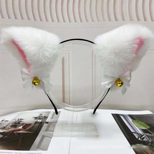 Blausky Plüsch Katze Ohren Haarreif,Fuchsohren Stirnband,Katzenohren Haarreifen mit Glocke und Schleife Damen Niedlich Haarschmuck Haarband Cosplay Kopf Zubehör für Halloween Party,Weiß Blausky Plüsch Katze Ohren Haarreif,Fuchsohren Stirnband,Katzenohren Haarreifen mit Glocke und Schleife Damen Niedlich Haarschmuck Haarband Cosplay Kopf Zubehör für Halloween Party,Weiß von Blausky