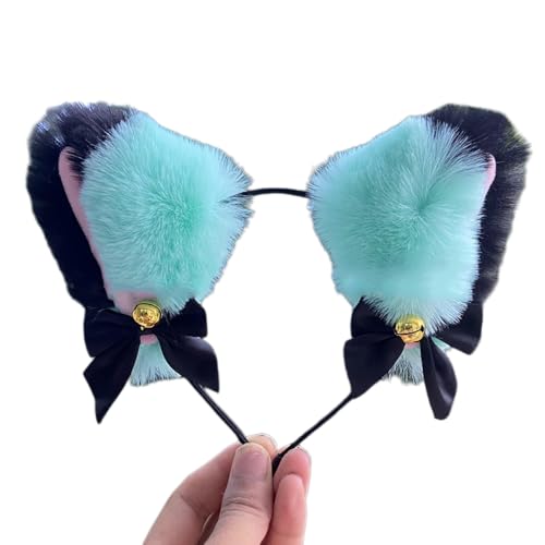 Blausky Plüsch Katze Ohren Haarreif,Fuchsohren Stirnband,Katzenohren Haarreifen mit Glocke und Schleife Niedlich Haarschmuck Haarband Cosplay Kopf Zubehör für Halloween,Hellgrün Schwarz Rosa Blausky Plüsch Katze Ohren Haarreif,Fuchsohren Stirnband,Katzenohren Haarreifen mit Glocke und Schleife Niedlich Haarschmuck Haarband Cosplay Kopf Zubehör für Halloween,Hellgrün Schwarz Rosa von Blausky