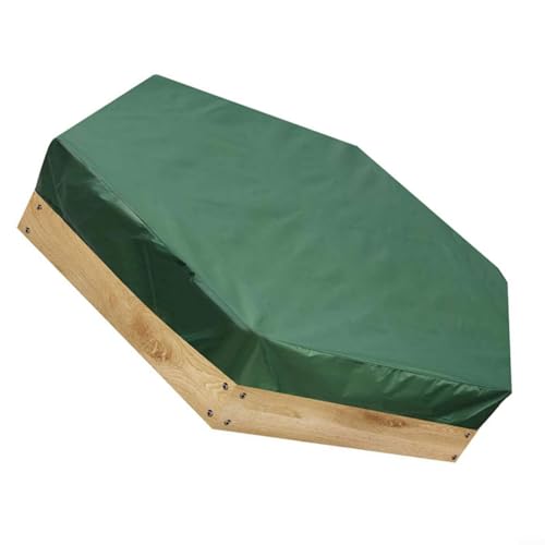 BlesConi Sechseckige Sandkastenabdeckung, Gartensandkasten-Schutz, 210D-Oxford-Stoff, wetterbeständig, Sandkastenabdeckung für Spielbereich im Freien (180 x 150 x 20 cm) von BlesConi