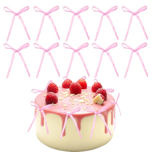 Bliceon 20 Stück Schleifen-Kuchenaufsatz – Bogen-Kuchenaufsatz für Babypartys, Kindergeburtstage, Hochzeiten, Jubiläen und Partyfeiern – Kuchendekorationszubehör (Rosa) von Bliceon