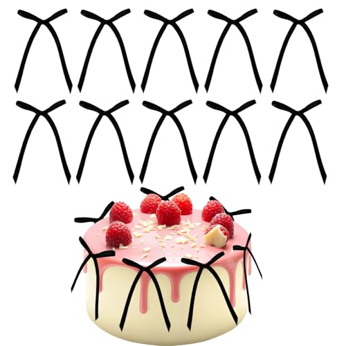 Bliceon 20 Stück Tortenaufsatz mit Schleife – Tortenaufsatz für Babypartys, Kindergeburtstage, Hochzeiten, Jubiläen und Partyfeiern – Kuchendekorationszubehör (schwarz) von Bliceon
