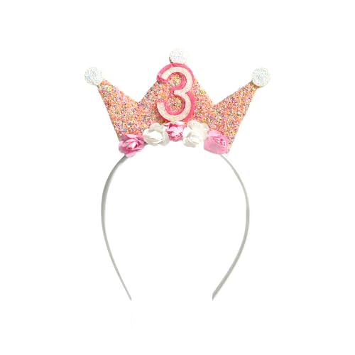 Bliceon Geburtstagskrone Mädchen, Prinzessin Krone Geburtstag Stirnband mit Rose Blumen, Krone 3 Jahre Mädchen für Baby Kinder Geburtstag Party Bliceon Geburtstagskrone Mädchen, Prinzessin Krone Geburtstag Stirnband mit Rose Blumen, Krone 3 Jahre Mädchen für Baby Kinder Geburtstag Party von Bliceon