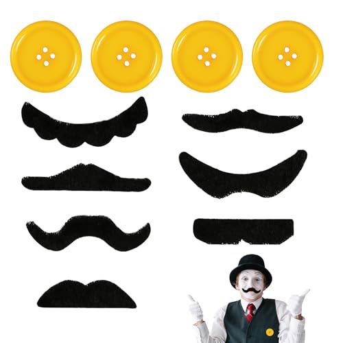 Bliceon Gelbe Knöpfe und Schnurrbärte Set für Cosplay-Kostüm-Zubehör, Kostümzubehör für Damen und Herren von Bliceon