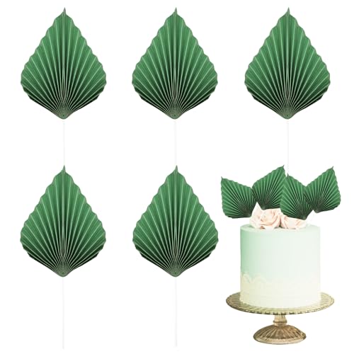 Bliceon Grüne Palmblatt-Fächer Kuchendekoration – Tropische Palmblatt-Cupcake-Picks und Dekorationen für Babypartys, Hochzeiten, Geburtstage, Bastelarbeiten – Partyzubehör, 6 Stück von Bliceon