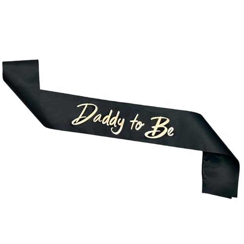 Bliceon Schärpe mit Aufschrift "Daddy to Be", schwarze Folie, Satin, Babyparty-Schärpe, Partygeschenk für werdende Väter – Partyzubehör Bliceon Schärpe mit Aufschrift "Daddy to Be", schwarze Folie, Satin, Babyparty-Schärpe, Partygeschenk für werdende Väter – Partyzubehör von Bliceon