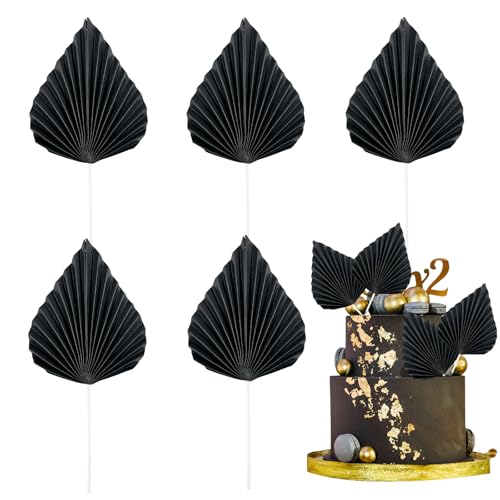 Bliceon Tortenaufsätze mit Palmblatt-Fächern – Tropische Palmblatt-Cupcake-Picks und Dekorationen für Babypartys, Hochzeiten, Geburtstage, Bastelarbeiten – Partyzubehör, 6 Stück von Bliceon