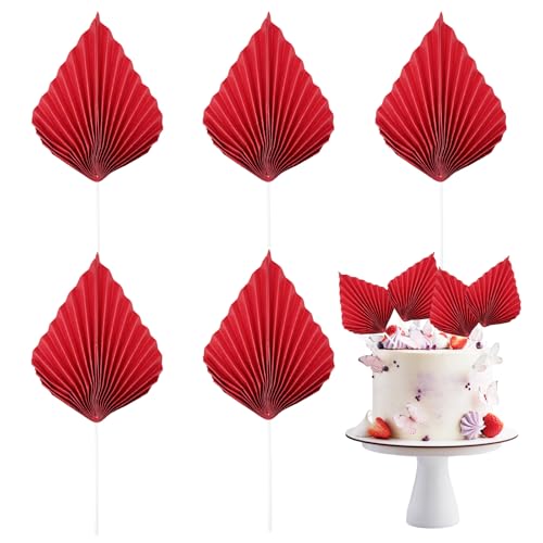 Bliceon Tortenaufsätze mit Palmblatt-Fächern – Tropische Palmblatt-Cupcake-Picks und Dekorationen für Babypartys, Hochzeiten, Geburtstage, Bastelarbeiten – Partyzubehör, 6 Stück von Bliceon