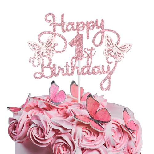Bliceon Tortenaufsatz zum 1. Geburtstag, rosa 3D-Schmetterlings-Kuchenaufsätze, rosa Schmetterlingsparty-Dekorationen für Kuchen, Dekorationen, Mädchen, 1 Jahr alte Geburtstagsfeier Bliceon Tortenaufsatz zum 1. Geburtstag, rosa 3D-Schmetterlings-Kuchenaufsätze, rosa Schmetterlingsparty-Dekorationen für Kuchen, Dekorationen, Mädchen, 1 Jahr alte Geburtstagsfeier von Bliceon