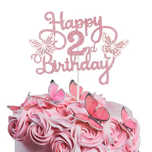 Bliceon Tortenaufsatz zum 2. Geburtstag, rosa 3D-Schmetterlings-Kuchenaufsätze, rosa Schmetterlingsparty-Dekorationen für Kuchen, Dekorationen, Mädchen, 2 Jahre alte Geburtstagsfeier Bliceon Tortenaufsatz zum 2. Geburtstag, rosa 3D-Schmetterlings-Kuchenaufsätze, rosa Schmetterlingsparty-Dekorationen für Kuchen, Dekorationen, Mädchen, 2 Jahre alte Geburtstagsfeier von Bliceon