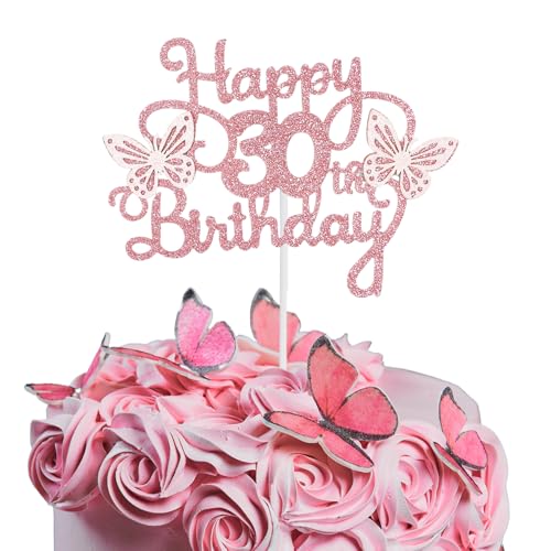 Bliceon Tortenaufsatz zum 30. Geburtstag, rosa 3D-Schmetterlings-Kuchenaufsätze, rosa Schmetterlingsparty-Dekorationen für Kuchen, Dekorationen, Mädchen, 30 Jahre alte Geburtstagsfeier Bliceon Tortenaufsatz zum 30. Geburtstag, rosa 3D-Schmetterlings-Kuchenaufsätze, rosa Schmetterlingsparty-Dekorationen für Kuchen, Dekorationen, Mädchen, 30 Jahre alte Geburtstagsfeier von Bliceon