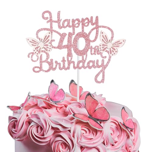 Bliceon Tortenaufsatz zum 40. Geburtstag, rosa 3D-Schmetterling-Kuchenaufsätze, rosa Schmetterlingsparty-Dekorationen für Kuchen, Dekorationen, Damen, 40 Jahre alte Geburtstagsparty Bliceon Tortenaufsatz zum 40. Geburtstag, rosa 3D-Schmetterling-Kuchenaufsätze, rosa Schmetterlingsparty-Dekorationen für Kuchen, Dekorationen, Damen, 40 Jahre alte Geburtstagsparty von Bliceon