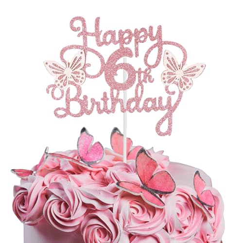 Bliceon Tortenaufsatz zum 6. Geburtstag, rosa 3D-Schmetterlings-Kuchenaufsätze, rosa Schmetterlingsparty-Dekorationen für Kuchen, Dekorationen, Mädchen, 6 Jahre alte Geburtstagsfeier Bliceon Tortenaufsatz zum 6. Geburtstag, rosa 3D-Schmetterlings-Kuchenaufsätze, rosa Schmetterlingsparty-Dekorationen für Kuchen, Dekorationen, Mädchen, 6 Jahre alte Geburtstagsfeier von Bliceon