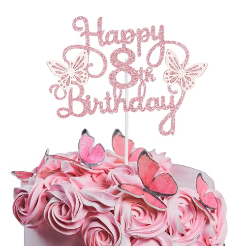 Bliceon Tortenaufsatz zum 8. Geburtstag, rosa 3D-Schmetterlings-Kuchenaufsätze, rosa Schmetterlingsparty-Dekorationen für Kuchendekorationen, Mädchen, 8 Jahre alte Geburtstagsfeier Bliceon Tortenaufsatz zum 8. Geburtstag, rosa 3D-Schmetterlings-Kuchenaufsätze, rosa Schmetterlingsparty-Dekorationen für Kuchendekorationen, Mädchen, 8 Jahre alte Geburtstagsfeier von Bliceon