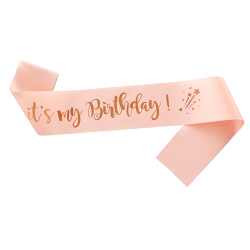 Geburtstag Schärpe für Frauen, Schwarz und Gold Glitzer Personalisierte Schärpe Wiederverwendbares Satinband Partyzubehör für Geburtstagsfeiern Geschenke und Dekor, Roségold von Bliceon