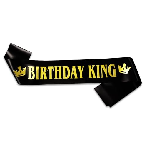 Geburtstagsdekorationen für Männer, mit Goldbuchstaben Geburtstag König Banner Dekor, personalisierte Schärpe, tolle Geburtstagsgeschenke für Männer von Bliceon