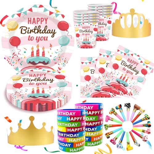 BlinBlin Happy Birthday Party Supplies Set, Geburtstag Party Geschirr Set, für Geburtstagsdeko Junge Mädchen Partys,16 Gäste BlinBlin Happy Birthday Party Supplies Set, Geburtstag Party Geschirr Set, für Geburtstagsdeko Junge Mädchen Partys,16 Gäste von BlinBlin
