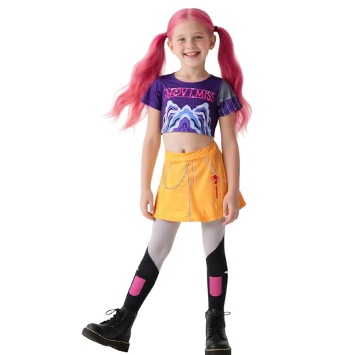 Blisscok Halloween Demon Huntrix Pop Kostüm Ru-mi Zoey Cosplay Für Kinder Mädchen Anime Kostüm Jacke Weste (Violett, 150) von Blisscok