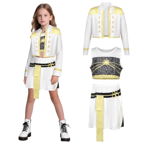 Blisscok Halloween Demon Huntrix Pop Kostüm Ru-mi Zoey Cosplay Für Kinder Mädchen Anime Kostüm Jacke Weste (Weiß 2, 120) von Blisscok