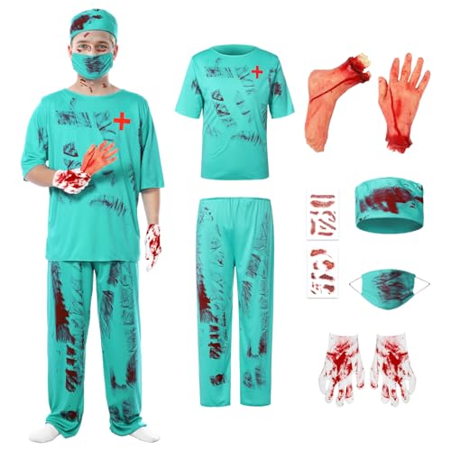 Blisscok Zombie-Arzt Kostüm für Herren Untoter, Zombie-Chirurg Halloween, Horror - Kostüm für Erwachsene & Verkleidung für Partys, Karneval, Halloween (Zombie-Arzt Kostüm 2, L) von Blisscok
