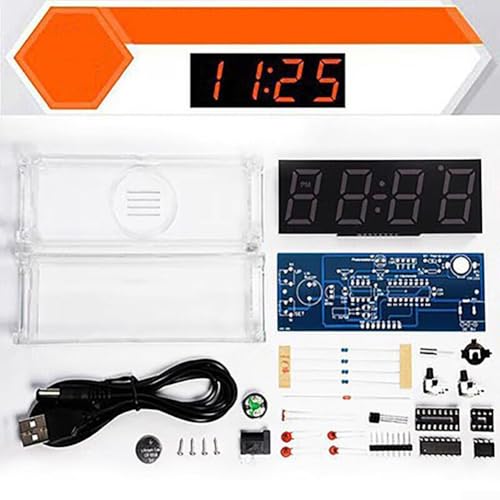 Lustiges elektronisches Uhren-Set zum Selbermachen, mit Temperaturmessungsfunktionen, perfekt für Schülerprojekte in Schulen (Orange) von BlissfulAbode