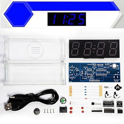 Lustiges elektronisches Uhren-Set zum Selbermachen, mit Temperaturmessungsfunktionen, perfekt für Schülerprojekte in Schulen (blau) von BlissfulAbode