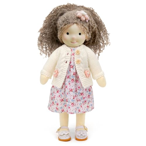 BlissfulPixie Handgemachte Waldorfpuppe,Personalisierte Stoffpuppe & Plüschpuppe für Kinder,Geburtstagsgeschenk mit Schöner Geschenkbo-Amber 30cm von BlissfulPixie