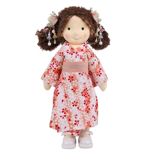 BlissfulPixie Handgemachte Waldorfpuppe,Personalisierte Stoffpuppe & Plüschpuppe für Kinder,Geburtstagsgeschenk mit Schöner Geschenkbo-Miho30CM von BlissfulPixie