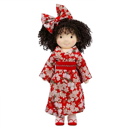 BlissfulPixie Handgemachte Waldorfpuppe,Personalisierte Stoffpuppe & Plüschpuppe für Kinder,Geburtstagsgeschenk mit Schöner Geschenkbo-Misaki30CM von BlissfulPixie