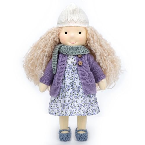 BlissfulPixie Handgemachte Waldorfpuppe,Personalisierte Stoffpuppe & Plüschpuppe für Kinder,Geburtstagsgeschenk mit Schöner Geschenkbo-Sarah30CM von BlissfulPixie