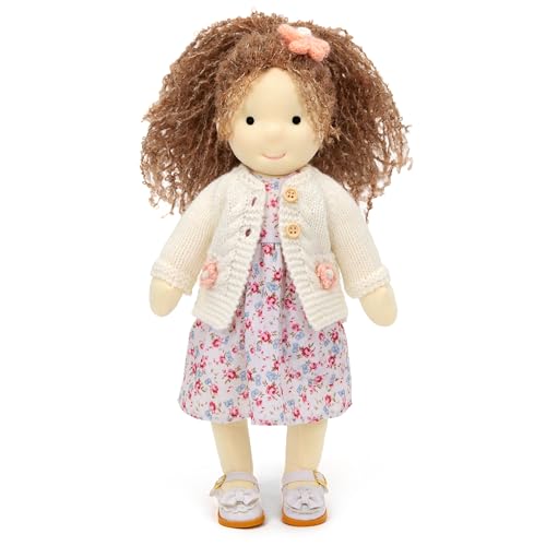 BlissfulPixie Waldorfpuppe Handgemachte Stoffpuppe Personalisierte Sammler Plüschpuppe für Kinder Geburtstagsgeschenk mit schöner Geschenkbox-Amber 30cm von BlissfulPixie