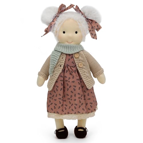 BlissfulPixie Waldorfpuppe Handgemachte Stoffpuppe Personalisierte Sammler Plüschpuppe für Kinder Geburtstagsgeschenk mit schöner Geschenkbox-Juu 30cm von BlissfulPixie