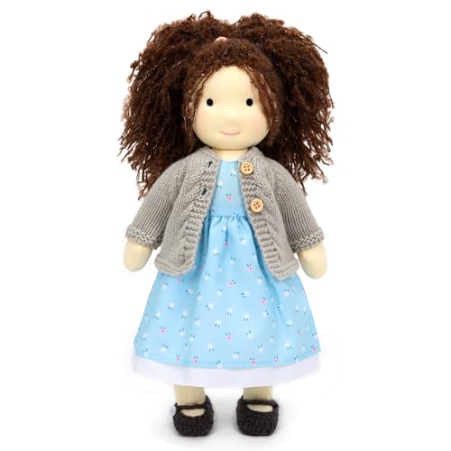 BlissfulPixie Waldorfpuppe Handgemachte Stoffpuppe Personalisierte Sammler Plüschpuppe für Kinder Geburtstagsgeschenk mit schöner Geschenkbox-Louise 30cm von BlissfulPixie