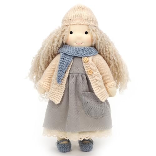 BlissfulPixie Waldorfpuppe Handgemachte Stoffpuppe Personalisierte Sammler Plüschpuppe für Kinder Geburtstagsgeschenk mit schöner Geschenkbox-Magda 30cm von BlissfulPixie