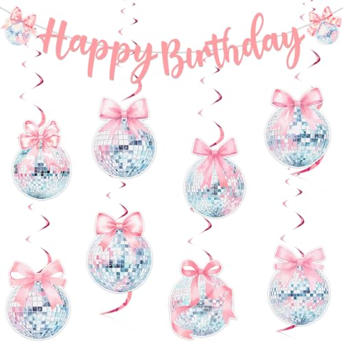 18 Stück Discokugel Geburtstag Party Dekorationen Rosa Schleife Discokugel Happy Birthday Banner Silber Discokugel Party Hängende Wirbel für 70er 80er Jahre Disco Bday Party Supplies 18 Stück Discokugel Geburtstag Party Dekorationen Rosa Schleife Discokugel Happy Birthday Banner Silber Discokugel Party Hängende Wirbel für 70er 80er Jahre Disco Bday Party Supplies von Blisstock