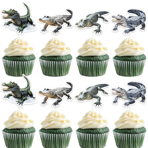 Alligator-Party-Dekoration, Krokodil-Thema, Cupcake-Topper, Alligator-Thema, Tischdekoration, Reptilien-Tier-Cupcake-Topper für Jungen, Mann, Dschungel, Safari, Sumpf, Reptilien-Thema, Alligator-Party-Dekoration, Krokodil-Thema, Cupcake-Topper, Alligator-Thema, Tischdekoration, Reptilien-Tier-Cupcake-Topper für Jungen, Mann, Dschungel, Safari, Sumpf, Reptilien-Thema, von Blisstock
