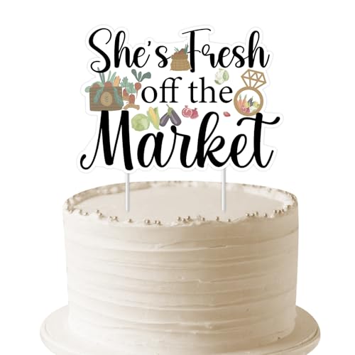 Bauern Markt Brautdusche Kuchen Topper Sie ist frisch Off the Market Brautdusche Bauernhof Gemüse Obst Kuchen Dekor für Frauen Frisch Off the Brautduschen Party Supplies von Blisstock
