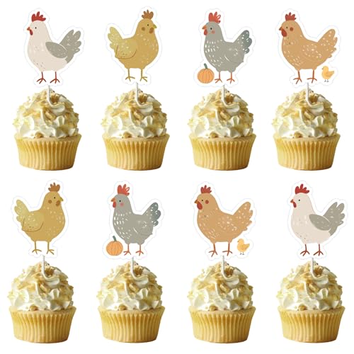 Cupcake-Topper mit Hühner-Motiv, Bauernhof-Tier-Thema, Party-Dekorationen, Bauernhof, Huhn, Kuchendekoration für Kinder, Bauernhoftiere, Motto-Party, Babyparty, Geburtstagsparty-Zubehör Cupcake-Topper mit Hühner-Motiv, Bauernhof-Tier-Thema, Party-Dekorationen, Bauernhof, Huhn, Kuchendekoration für Kinder, Bauernhoftiere, Motto-Party, Babyparty, Geburtstagsparty-Zubehör von Blisstock