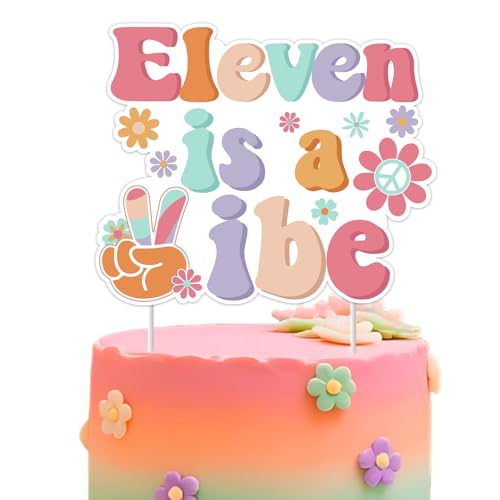 Eleven is a Vibe Groovy Dekoration zum 11. Geburtstag, Hippie-Retro-Tortenaufsatz, Boho, 11 Jahre alt, Kuchendekoration für Mädchen und Jungen, böhmische Gänseblümchen, Geburtstagsparty-Zubehör Eleven is a Vibe Groovy Dekoration zum 11. Geburtstag, Hippie-Retro-Tortenaufsatz, Boho, 11 Jahre alt, Kuchendekoration für Mädchen und Jungen, böhmische Gänseblümchen, Geburtstagsparty-Zubehör von Blisstock