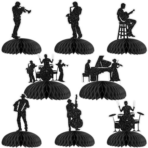 Jazz Band Party Honeycomb Centerpiece Black Glitter Vintage Jazz Band Table Decorations Glitter Saxophon Silhouette Decor for Boys Girls Music Concert Theme Birthday Party Cake Decorations Supplies Jazz Band Party Honeycomb Centerpiece Black Glitter Vintage Jazz Band Table Decorations Glitter Saxophon Silhouette Decor for Boys Girls Music Concert Theme Birthday Party Cake Decorations Supplies von Blisstock